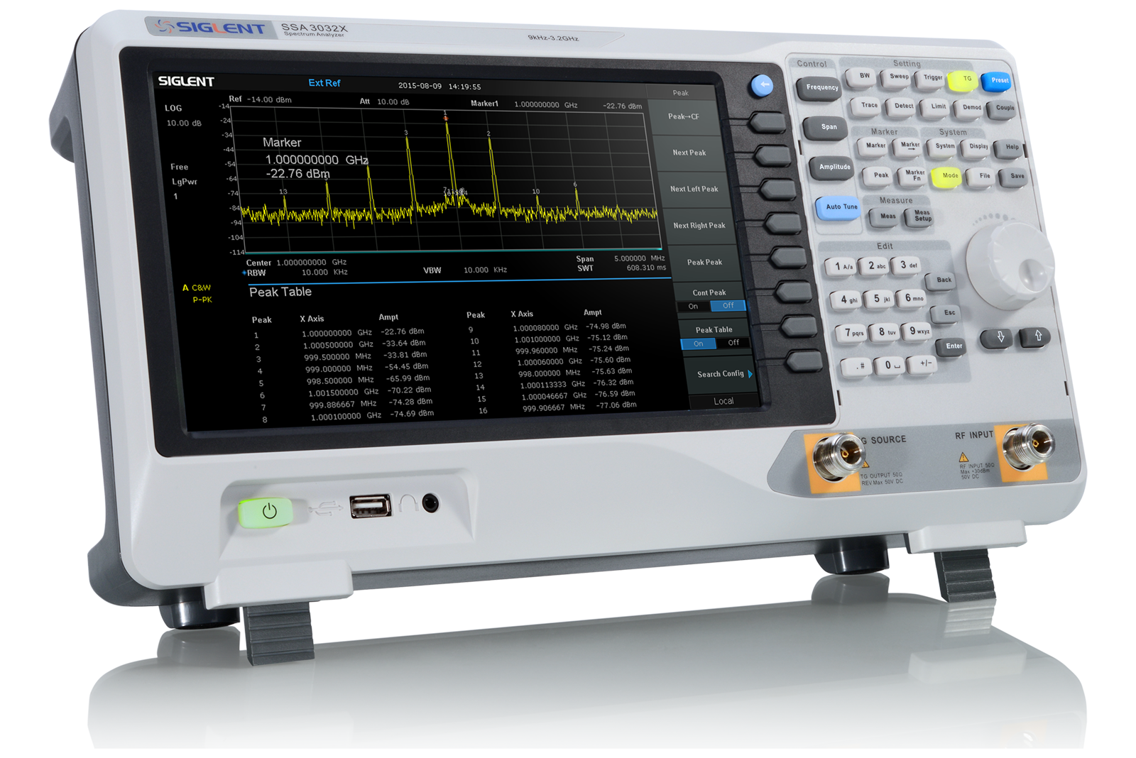 SIGLENT SSA3000X spectrum analyzer measurement display